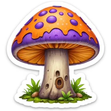 wild colorful mushroom growing on tree sticker