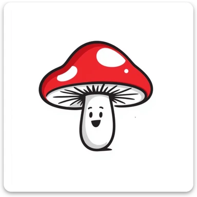 a red mushroom with a friendly greeting, hand drawn doodle style sticker