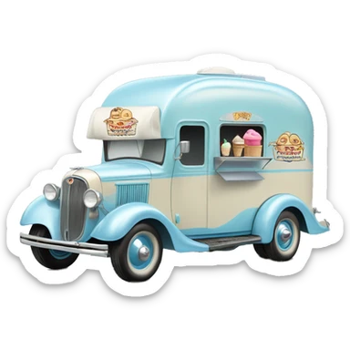 hot rod ice cream caravan,1935 pulling trailer,pearl blue  sticker