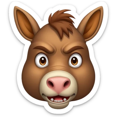 angry mule with expressive face, simple background sticker