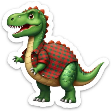 Dinosaur wearing a flannel shirt sticker