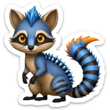 Fiery Blue-Flamed Handsome Wicked Cool Hot Edgy Badass Numbat-Trico-Civet-Vernid-fusion-hybrid-creature sticker