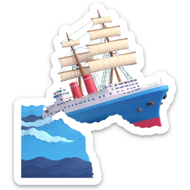 Old Soviet marine geology ship struggling in violent stormy ocean waves sticker