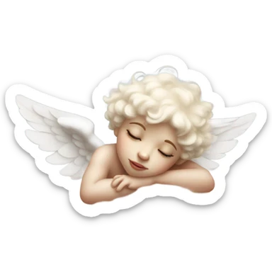Realistic Photo of pale cupid asleep on a cloud sticker