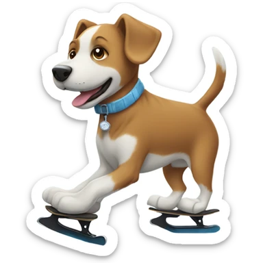 Dog ice skating sticker