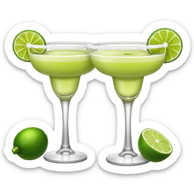 2 margaritas. one normal and one spicy. NO ICE - normal margarita glass with salt on the rim. one should be just with the margarita and the salt. the spicy one should have a small pepper inside  sticker