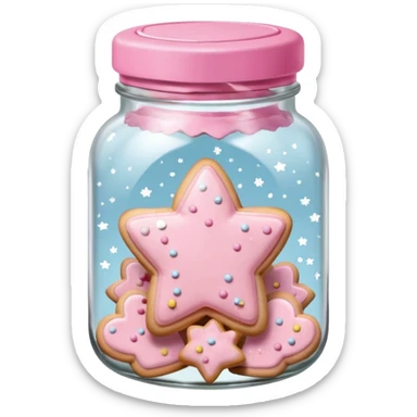 pastel pink christmas cookies in different shapes in jar with pink lid  sticker