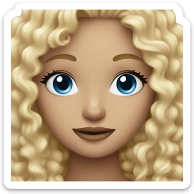 beautiful girl with curly blonde hair and blue eyes sticker