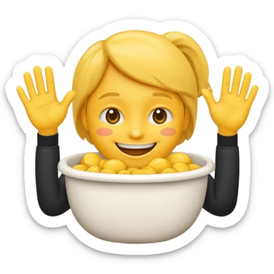 Emoji with younger out and hands scooping out on the side sticker