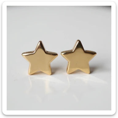 realistic star-shaped earring with a glossy finish, isolated on a transparent background, no visible background sticker