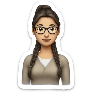 Brunette with glasses and a ponytail sticker