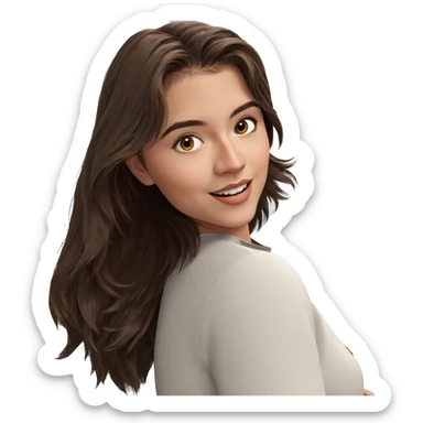 smiling girl with brown hair sticker