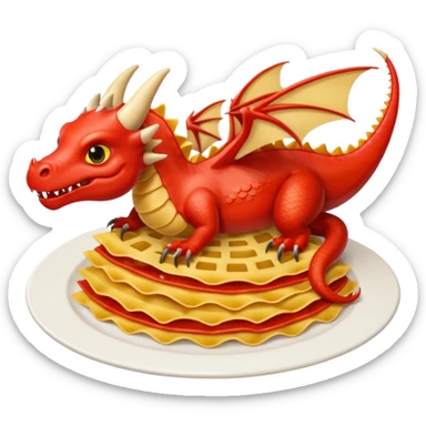 Dragon con cuerpo de pasta canelloni que el cuerpo enga su cuerpo normal con patas y que tenga tres cabezas de dragon sticker