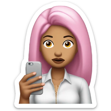 Nicki minaj looking angrily at a text on her phone sticker