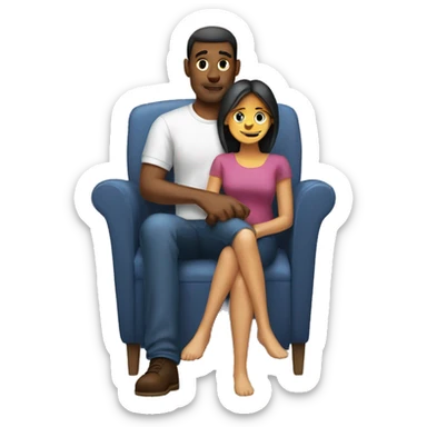 Man sitting on chair with woman on lap sticker