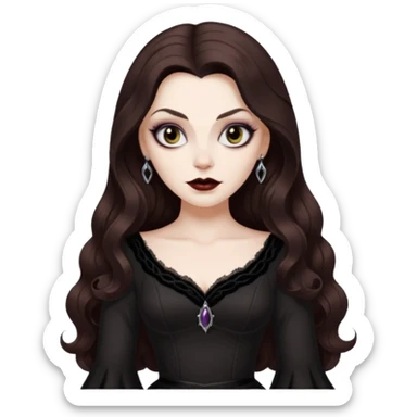 vampira cabelo ondulado longo marrom legal sticker
