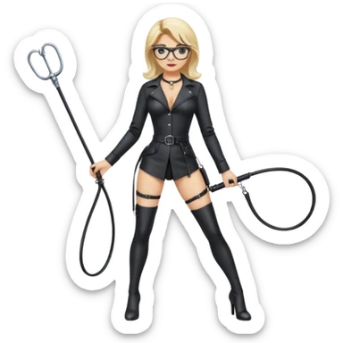  Dominatrix blonde hair and glasses full body with whip sticker