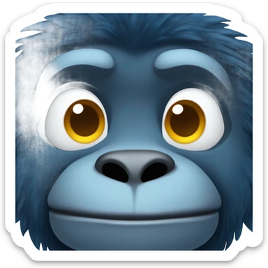 Create an emoji of a cute stuffed gorilla that has dark blue fur and light blue skin. Super cute and very very chubby. Make him smiling and very fluffy  sticker