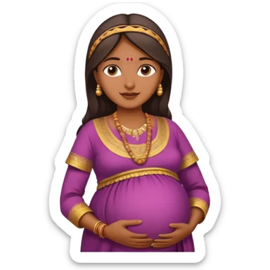 pregnant Indian woman, traditional clothing, warm expression sticker