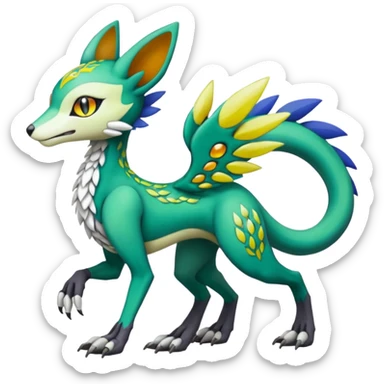 Meloetta-Vernid-Trico-Lombax-Sergal-Pokémon-Digimon-Fakémon-fusion-hybrid-creature sticker