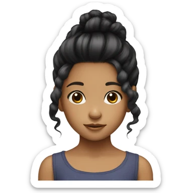 Little girl hair black Asian sticker