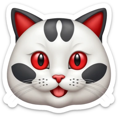 Gato negro con blanco feliz con moño rojo y un regalo 🎁 sticker