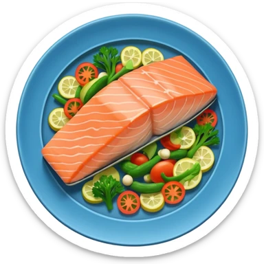 Steamed salmon with vegetable sauté sticker