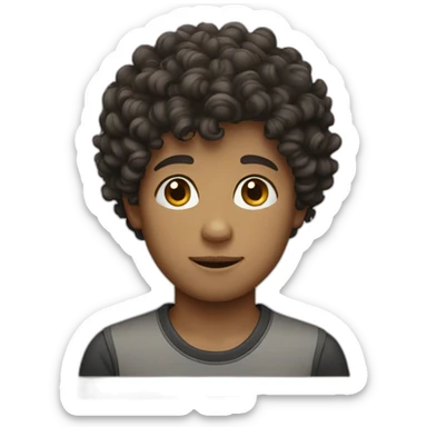 curly hair boy sticker