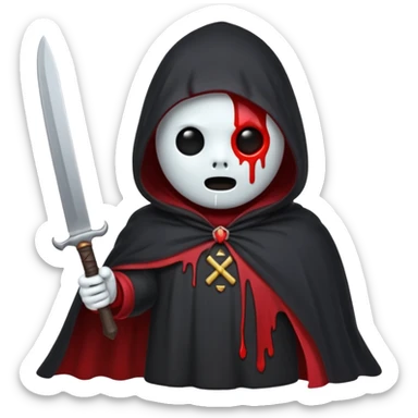 make a ghost face emoji with a cloak on and a bloody knife from the movie scream sticker