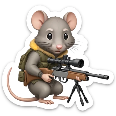 a rat aiming down a sniper rifle sticker