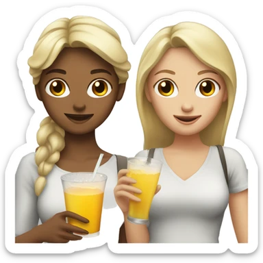 Blond and brunette girls with drinks in their hands sticker