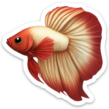 Beige betta fish with deep red short fins, position: full profile sticker