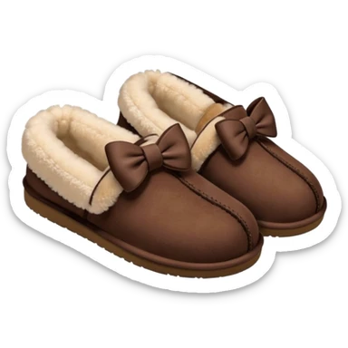 Dark brown UGG slippers with bows sticker
