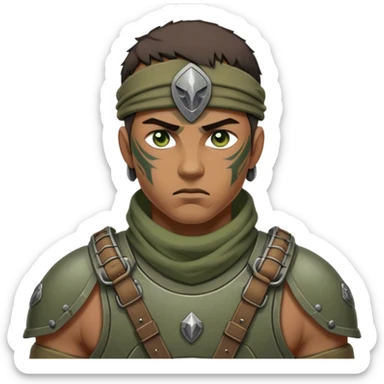 Cinematic Realistic Metal Gear Solid Snake Soldier Portrait, depicted with steely determination and tactical precision. Clad in intricately detailed combat attire in consistent muted greens, browns, and blacks, his rugged, weathered features and piercing eyes exude relentless resolve. Rendered with lifelike texture and dramatic, natural lighting, high shine, noble and stealthy, capturing the essence of a legendary soldier operating in the shadows. sticker