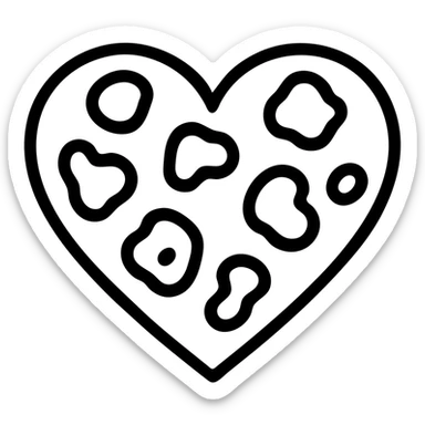 heart icon with leopard spots, flat design, clear lines, minimalistic, suitable for app icon sticker
