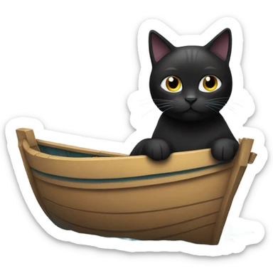 Black cat in a boat  sticker