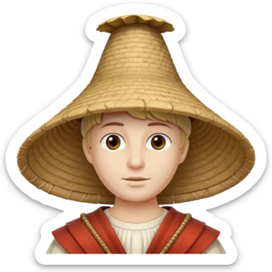 ancient roman conical hat, white, half body sticker