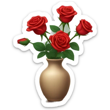 red roses in a vase sticker