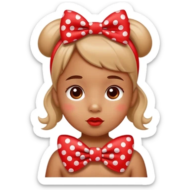 Rabie Baby Wearing red Polka Dot Bow sticker