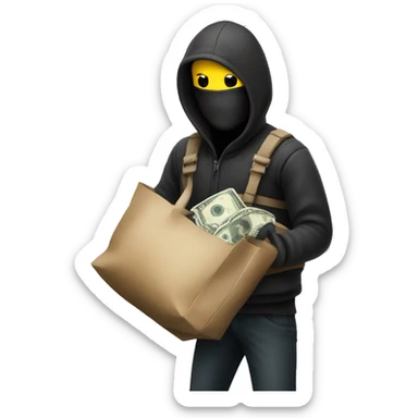 Thief stealing a bag of money sticker