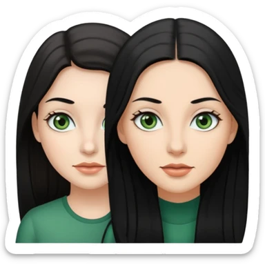 enemies chico pelo negro ojos grises chica pelo castaño largo ojos verdes sticker