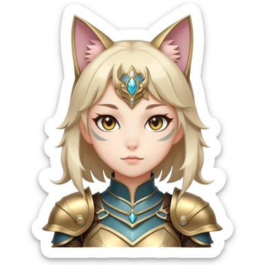 catgirl in fantasy armor, elegant, anime style sticker