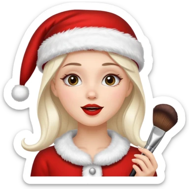clean and vanilla girl who loves cosmetics and fashion with santa claus hat like holiday mood sticker