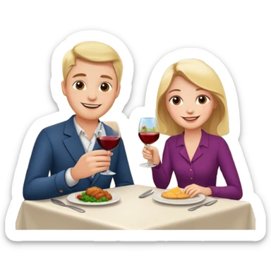  couple sitting and having dinner in a restaurant sticker