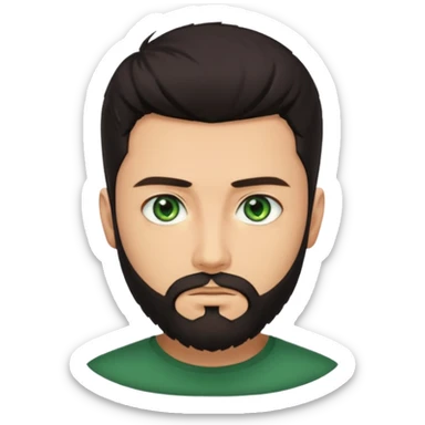 Man with a short full beard, Styled hair, Best looking man in the planet, onepiece style dark hair, green eyes, more anime style more maskulin  sticker