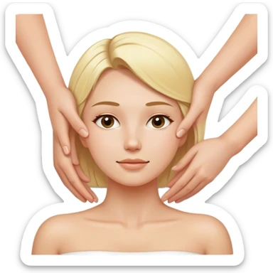Blonde girl getting a massage sticker