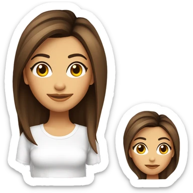 visage 3/4, contrasté, ombre, lumière, expression eva longoria, debout de loin, nez fin, femme brune, yeux noisette, longs cils, cheveux foncés dégradés épaule, t-shirt blanc, jean, baskets blanches sticker