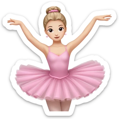 A graceful ballerina in a pink tutu, spinning lightly with arms curved elegantly.
 sticker