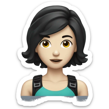 scuba diver with black hair black eyes and pale skin and slightly wavy hair sticker