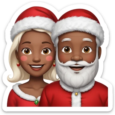 Black Santa with White Mrs. Santa sticker